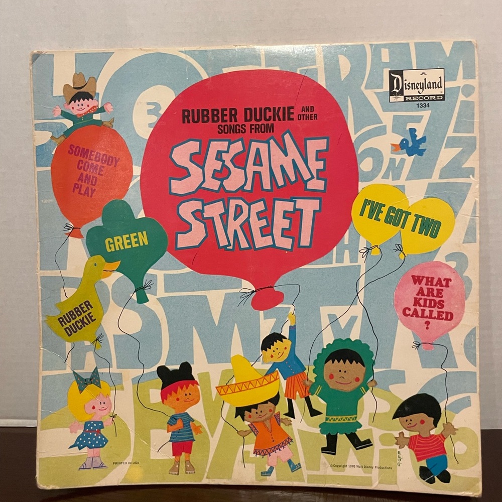 Vintage 1970 Sesame Street Rubber Duckie & Other Songs Vinyl LP Disneyland
